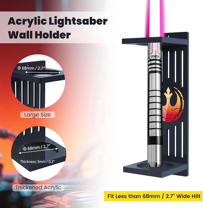 Smallan Lightsaber Wall Mount, Vertical Wall Mounted Lightsaber Display Rack, Acrylic Lightsaber Wall Mount Holder with Pattern, Plus Size Hilt Display Stand Compatible with Most Lightsabers for Lightsaber Enthusiasts (Gradient-colored Crack) - Image 2